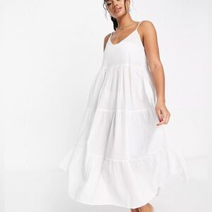ASOS DESIGN cami drop hem midaxi beach dress in white